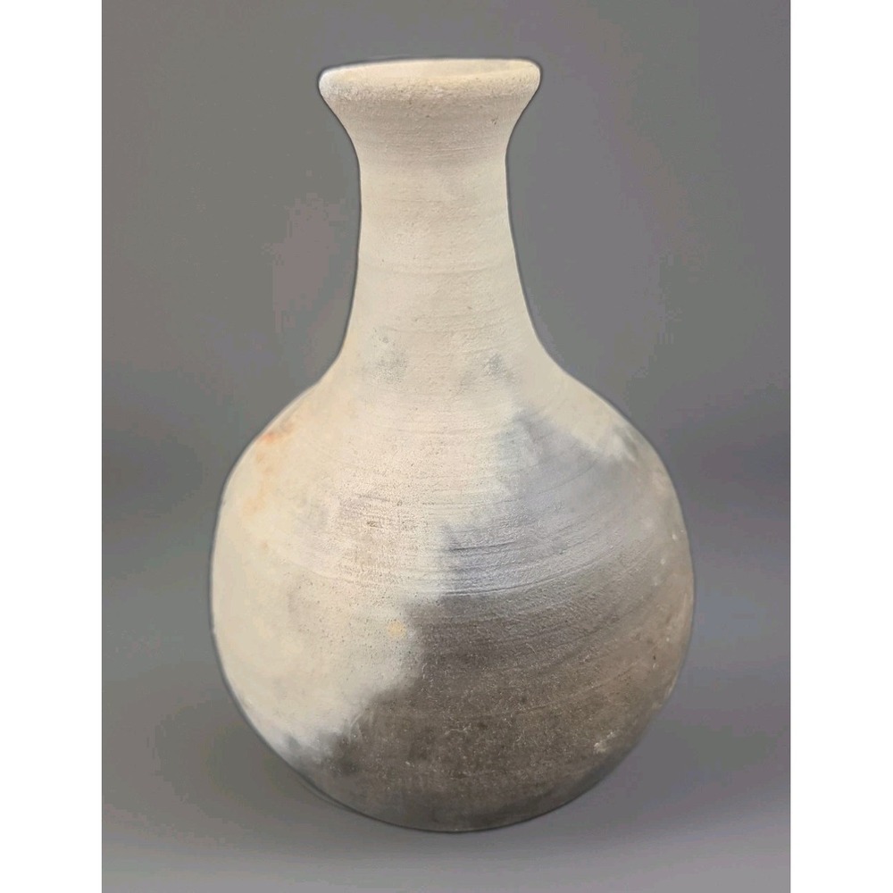 Lukart Studio Raku Pottery Vase Signed Artist Hand Thrown Flashing Bud Vessel